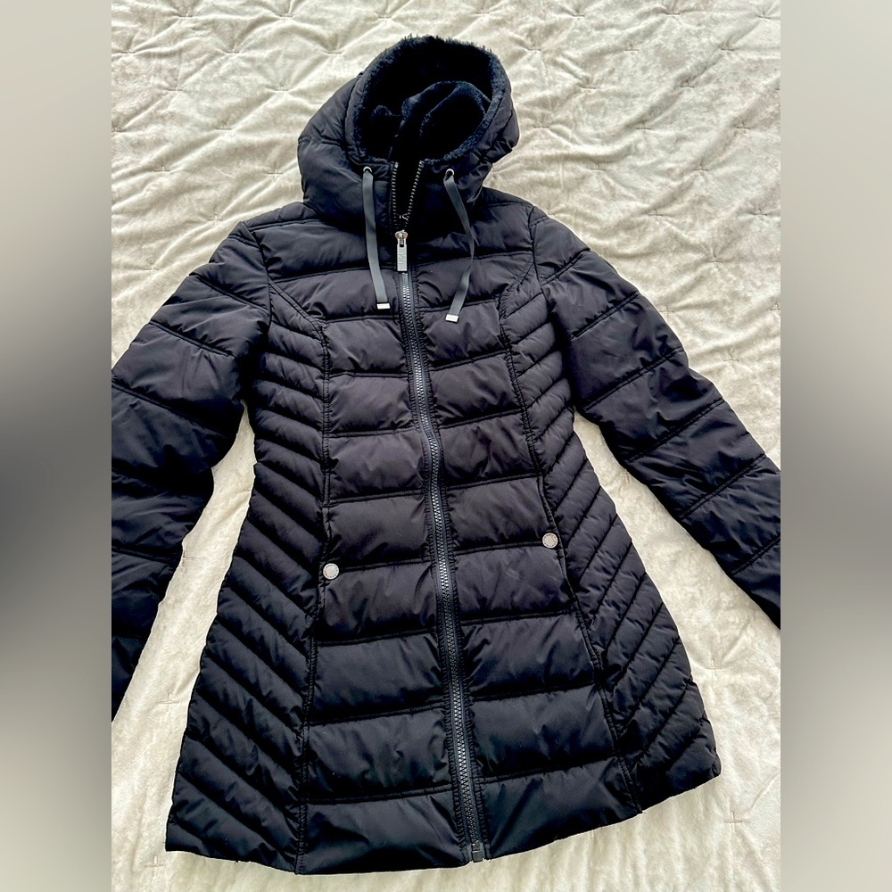 Nautica Black Feather Hooded Down Coat